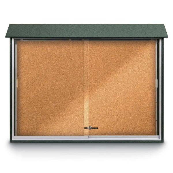 Outdoor Enclosed Combo Board, 72"x36", Satin Frame/Green & Amethyst